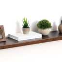 48" Rustic Walnut Wood Floating Shelves, 8 Inch Deep Wall Shelves for Home Decor, Wall Mounted Floating Shelf with Invisible Bracket, Heavy-Duty Storagefor Living Room, Bedroom, Kitchen, Set of 1