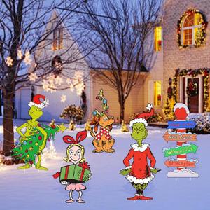 Christmas Outdoor Decorations, 5 Pcs Christmas Yard Signs with Stakes, Xmas Holiday Outside Decor for Yard Fence Garden Lawn (5 Pcs)
