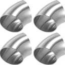 X AUTOHAUX 4 Pcs OD 2.5 Inch 45 Degree SS304 Stainless Steel Bend Tube Exhaust Elbow Pipe for Car Modified Exhaust System 2.5" Piping Silver Tone