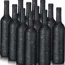 Sliner 12 Pcs Wine Bottles Glass 750ml Glitter Wine Bottles Vintage Vase for Flowers Wedding Decor Centerpiece Christmas Party Favor DIY Crafts(Black)
