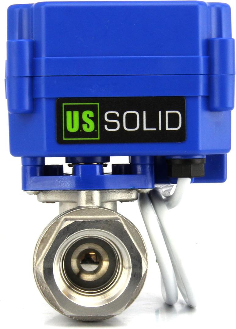 U.S. Solid Motorized Ball Valve- 1/2" Stainless Steel Ball Valve with Full Port, 9-24V DC and 2 Wire Reverse Polarity Normally Closed