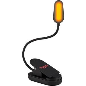 Hooga Amber Book Light, Rechargeable Clip-On Blue Light Blocking LED Reading Light, 1600K Warm Eye Care for Bed, Students, Kids, Travel, Nursing, Studying
