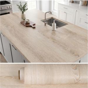 VEELIKE Bleached Oak Wood Contact Paper Wood Peel and Stick Countertops