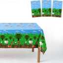 Pixel Miner Tablecloths, 54x108 in, Themed Birthday Party Supplies, Plastic Table Cloth for Craft Party Decorations, Disposable Animals Tablecovers (Animals, 3pcs)