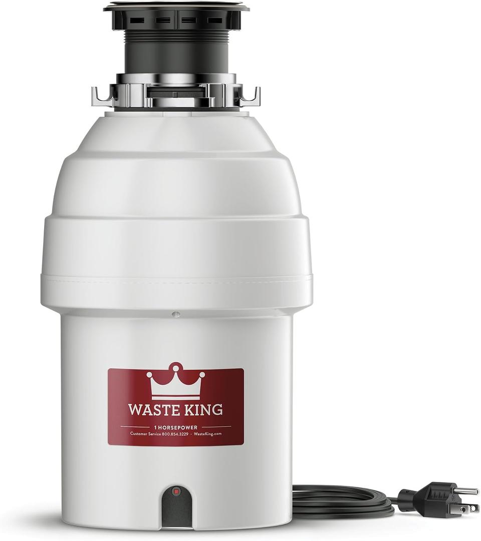 Waste King Garbage Disposal for Kitchen Sink with Power Cord, Food Waste Disposer, L-8000, 1 HP - Continuous Feed