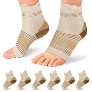 6 Pairs Plantar Fasciitis Socks for Men & Women, Ankle Brace Compression Socks with Arch Support for Achilles Tendonitis, Heel Pain, Swelling & Arthritis Relief, Nude, X-Large