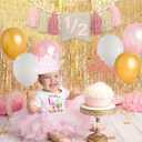 Birthday Decoration Set - High Chair Banner, Crown Theme Banner, Birthday Hat, Birthday Cake Topper, Photo Props, Pink Crown