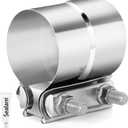 2 Pcs 2.5 inch Exhaust Clamp 2 1/2 Butt Joint 304 Stainless Steel Band Lap Joint Band Clamp Stainless Steel for Pipes Catalytic ConvertersMuffler (2, 2.5 inch)