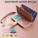 Harryshell Detachable Magnetic Phone Case Compatible with Samsung Galaxy A36 / A56 5G Wallet [ RFID -Blocking ] Card Slots, Cash Zipper Pocket Wrist Strap Lanyard (Floral Rose Gold)