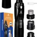 Petsaunter Dog Nail Grinder, 2-Speed and LED Light, Touch-Switch, TypeC, Quiet and Low-Vibration Dog Nail Trimmers, and 3 Ports for Large Dogs, Medium, Small Dogs Cats Pets with Hard or Thick Nail