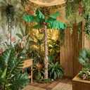 2026 VBS Decorations 6.5 ft Rainforest Jointed Palm Trees Decor Kit 15in x 49ft Kraft Paper Green Leaves Cardboard Cutout DIY Coconut Tree for Jungle Tropical Hawaiian Beach Party