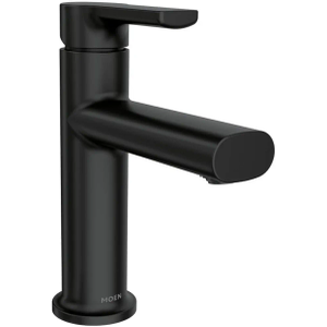 Moen Meena Matte Black One-Handle Single Hole Modern Bathroom Sink Faucet with Optional Deckplate and Drain Assembly, 84794BL