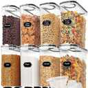 Skroam 8PCS Cereal Containers Storage [4L/135.2 oz], Airtight Food Storage Containers with Pour Spout for Kitchen & Pantry Organization Storage, Plastic Cereal Dispensers, Measuring Cup & 20 Labels