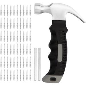 2 x 200 Pcs Hardware Nails Double Head Skirting Nails with Mini Claw Hammer Set with 4 Tools - Invisible Seamless Baseboard Screws for Solid Wood Trim, Double-Sided Installation