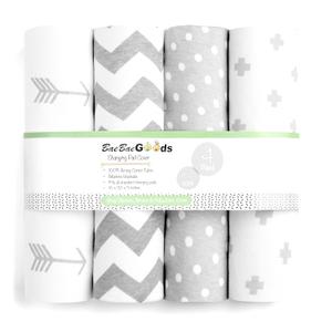 Premium Baby Changing Pad Covers 4 Pack  Boy or Girl Changing Pad Cover  Pure Jersey Machine Washable Grey and White Changing Table Cover  Diaper Changing Pad Cover Sheets