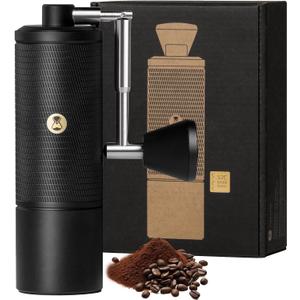 Timemore C5 PRO Manual Coffee Grinder - 42mm Stainless Steel Burr, 48 Adjustable Settings, Hand Coffee Grinder with Fordable Handle, All Metal, Portable for Home, Office & Outdoor, 30g Capacity, Black