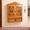 Wooden Temple Mandir for Home with Door | Beautiful Pooja Unit with Storage Space | with LED Light and Wall Mounts | Elegant Pooja Mandir for Home Big Size (Ex Large - 27 * 19 * 11 Inch)