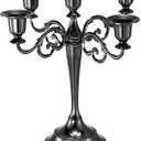 PATIKIL Candelabra Candle Holders, 5 Arm Metal Candlestick Stand for Taper Candles, 10.5 inch Tall Candle Stand for Halloween Wedding Birthday Party Table Decor, Black