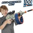 Electric Automatic Toy with Scope, JakMean Toy Blaster with 30 Dart Clips and 100 Foam Darts, Outdoor Shooting Games Toys for 6-12 Year Old Boys & Girls Adults, Gifts for Birthday Xmas, Green