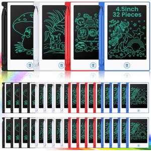 Zhehao 32 Pcs Mini LCD Writing Tablet 4.5 Inch Educational Toys Learning Writing Pad Erasable Drawing Pad Reusable Toy Gift Preschool Art Board for Birthday Favor(Bright Colors)