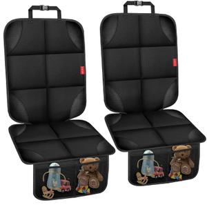 Car Seat Protector for Child Car Seat, 600D Fabric Safe Car Seat Cover with Upgraded Non-Slip Backing, Waterproof Seat Protector Under Baby Car Seat with Thick Padding for Car Back Front Seat (Black-2 pcs)