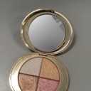4-Color Highlighter & Blush Palette, Shimmer Eyeshadow Makeup Kit, 2-in-1 Face Illuminator Powder with Mirror, Long-Lasting Diamond Glow Texture, Portable Travel Size for Natural Radiance (Gold)