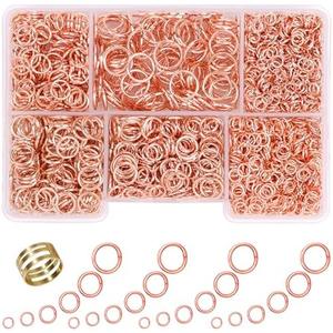 GMMA Rose-Gold Jump Rings for Jewelry Making 1400 Pcs 6 Sizes/Box Jump Rings with Open/Close Tool for Necklace Bracelet Repair Keychains Jewelry Making Supplies (Rose-Gold)