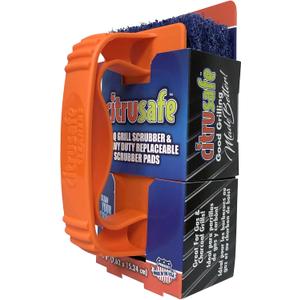 Citrusafe BBQ Grill Scrubber with 3 Heavy Duty Replaceable Scrubber Pads - Removes Grease and Burnt Food Safely from Grill Grates