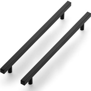 Ravinte Black Cabinet Handles 10 Pack 10 inch Matte Black Square Cabinet Pulls Kitchen Hardware 12-1/2 inch Overall Length Kitchen Drawer Pulls (10 Inch Hole Centers)