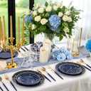 Supernal 102Pcs Dark Blue Plastic Silverware, Gold Plastic Cutlery with Dark Blue Handle, Gold Disposable Utensils Includes 34 Forks, 34 Spoons and 34 Knives for Mother's Day, Wedding, Theme Banquet
