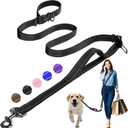 Kazazoo Hands-Free Dog Leash with Adjustable Length 5.5-8.5FT + Dual Padded Handles Reflective Safety for Walking, Jogging & Training | Suitable for Medium to Large Dogs & Puppies, Size M, Black