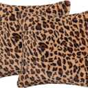 2 Packs Leopard Pillow Covers Furry 22x22 Cheetah Print Pillow Faux Fur Pillow Covers Soft Plush Fluffy Cheetah Print Pillow Case 22"x22"