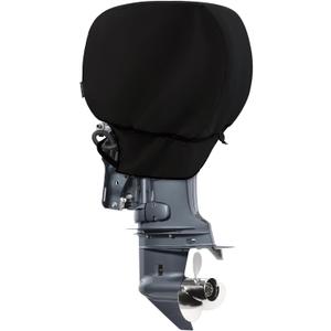 Waterproof Outboard Motor Cover 600D Fade Resistant Boat Engine Hood Cowling Cover Fits Motor 225-300 HP, Black
