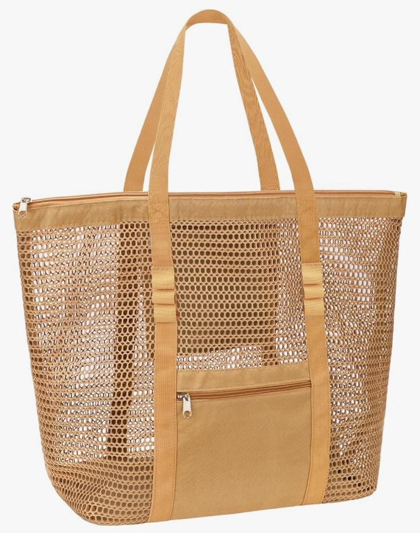 LAPRBY Beach Bag Mesh Tote Bag, Upgraded Beach Bags for Women Mesh Bag Hobo Bag Beach Accessories