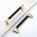 Only 9 Pack Black and Gold 5 Inch(128mm) Hole Center Knurled Kitchen Cabinet Handles Cabinet Pulls Kitchen Drawer Pulls Finish 6" Hardware Dresser Handles Bathroom Cabinets Handles