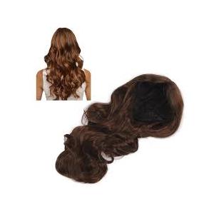 Light Brown Long Curly Wig, Middle Part Design, Fashionable and Elegant, Easy to Wear, Suitable for Office Work and Cosplay, High Temperature Synthetic Hair