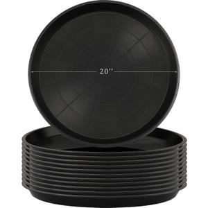 Eccliy 12 Pcs Plastic Plant Saucers Round Plant Tray Large Flower Pot Heavy Duty Planter Water Trays Thick Planter Drip Saucers for Indoors and Outdoors(20 Inch,Black)
