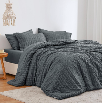 Love's cabin Seersucker Charcoal Grey King Size Comforter Set, 7-Piece All Season Lightweight Bed in a Bag Bedding Set with Comforter, Flat Sheet, Fitted Sheet, Pillowcases and Shams
Soft, Breathable, Lightweight