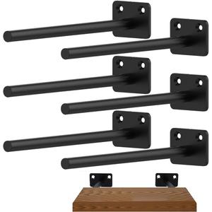 Floating Shelf Brackets, 8 inch Hidden Shelf Brackets Heavy Duty Blind Shelf Support, 150LBS Load Capacity, 6 Pack Floating Shelf Hardware for DIY Wood Wall Floating Shelves