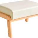 IBUYKE 10.2 H Small Foot Stool Ottoman, Rectangle PU Faux Leather Foot Rest with Padded Seat and Wood Legs, Modern Accent Ottoman Foot Rest for Living Room Bedroom Couch Office, White WBD013W