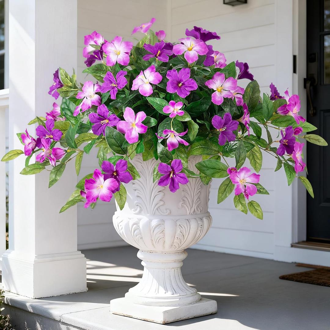 INXUGAO Artificial Hanging Faux Flowers for Outdoors Planters 2PCS Fake Flowers Silk Hibiscus Flowers for Outside Outdoor Faux Hanging Plants UV Resistant Spring Home Front Porch Decoration