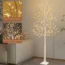 Set of 2 6 feet Lighted Birch Tree, 160 LED Warm White, for Home, Festival, Party, and Christmas Decoration, Indoor and Outdoor Use, 8 Functions