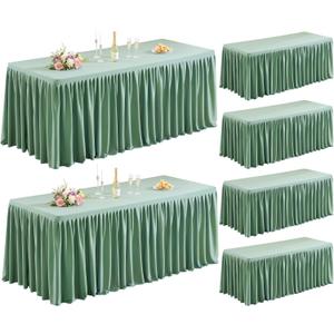 6 Pack Sage Green Table Clothes for 8 Foot Rectangle Tables, Premium Polyester Rectangle Tablecloth Wrinkle Resistant Washable Table Cloth for Wedding, Party, Dining, Banquet, Buffet Tables