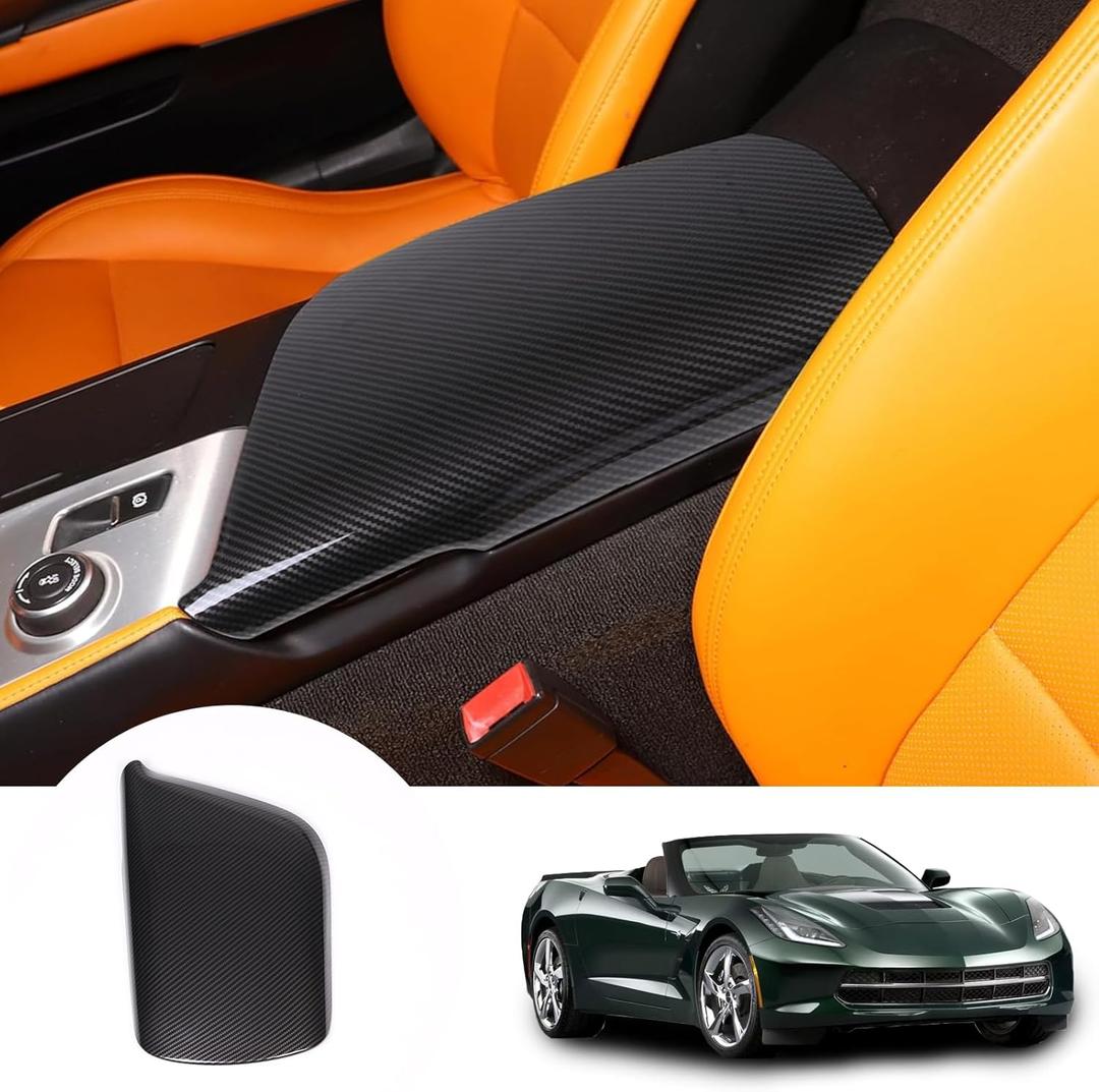 Auto Console Lid Cover,Compatible with 2014-2019 Chevy Corvette C7 Armrest Box Panel,C7 Armrest Container Protection Cover, Protective Car Interior Accessories