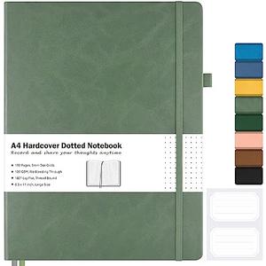 Dotted Journal, Hardcover Notebook 8.5 x 11, Dot Grid Notebook Journal for Women, Men, Large Leather Journals for Writing, Bullet, No Bleed Thick Paper, A4 Notebooks for Work, School, Notes, Olive