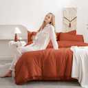 Andency Oversized King Comforter Set with Sheets 128x120 Terracotta - 7 Pieces Bed in a Bag Boho Soft Lightweight Bedding Sets, Tassel Bed Set with Comforter, Sheets, Pillowcases & Shams (Super King Plus, 02 - Burnt Orange)