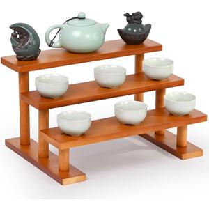 3 Tier Wooden Display Riser Stand Perfume Organizer, Dessert Table Display Set, Solid Wood Food Display Stands for Party, Bamboo Rustic Solid Wood Shelf for Cupcakes, Perfume, Cologne, Spiece