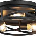 13-Inch Farmhouse Ceiling Light Fixture, 3-Light Flush Mount Light Fixture, Kitchen Lighting Fixtures Ceiling with Adjustable Head, Black Light Fixture for Bedroom Hallway Kitchen Entryway (1-Pack)