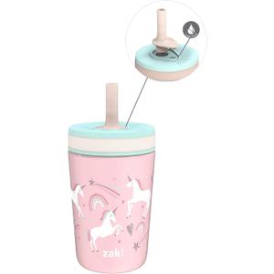 Zak Designs Kelso Toddler Cups For Travel or At Home, 12oz Vacuum Insulated Stainless Steel Sippy Cup With Leak-Proof Design is Perfect For Kids (Fanciful Unicorn)