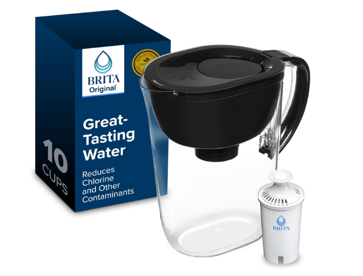 Brita Large Water Filter Pitcher for Tap and Drinking Water with SmartLight Change Indicator, Includes 1 Standard Filter, BPA-Free, Lasts 2 Months, 10-Cup Capacity, Black